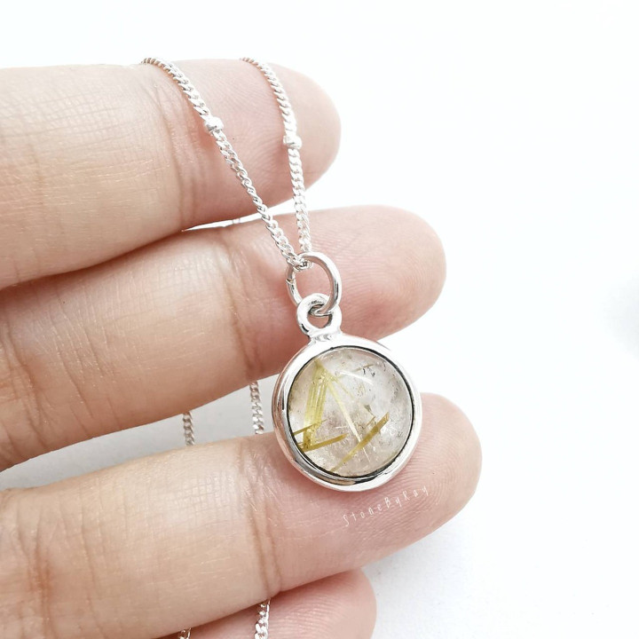 루틸석영 은 목걸이 펜던트