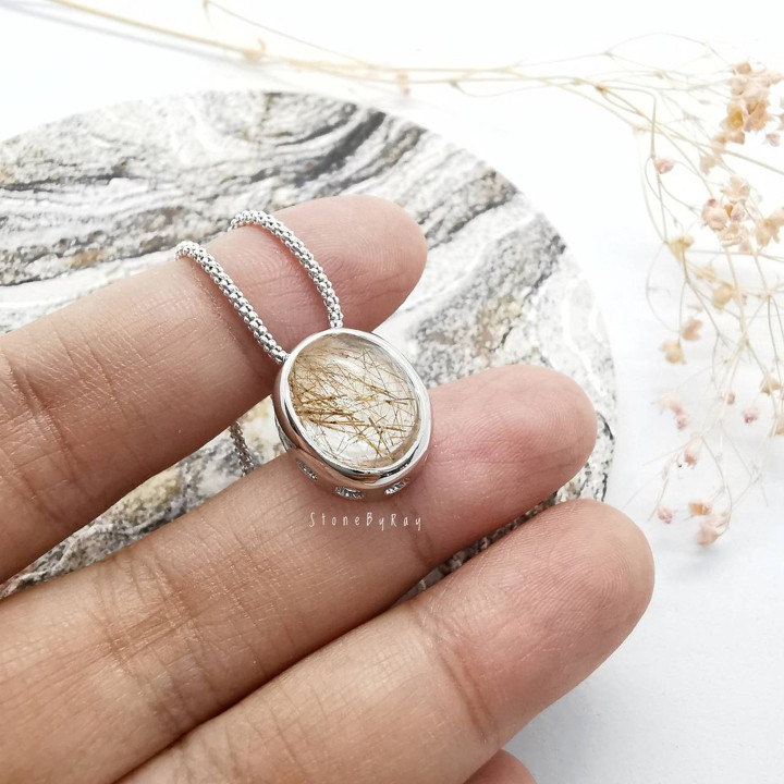 붉은 루틸 수정 은 목걸이 - 크리스탈 주얼리
