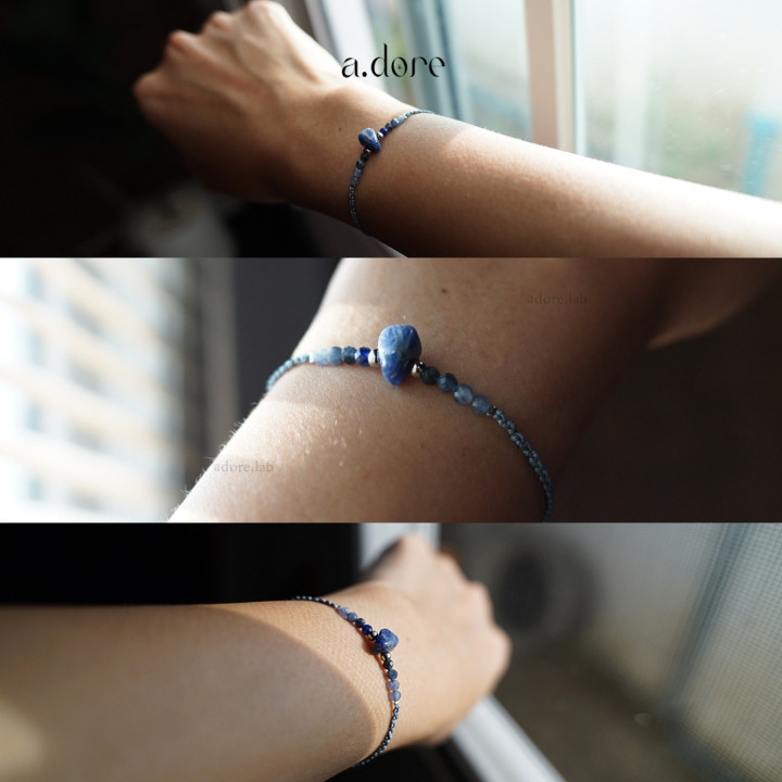 소달라이트 원석 팔찌 참 - 천연 보석 주얼리