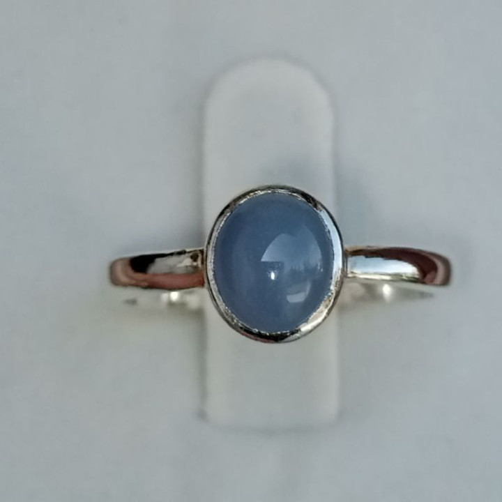 紫がかった青色の翡翠の指輪 | 925スターリングシルバー | サイズ6.5