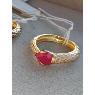 エナメル蛇リング｜金メッキ、宝石、スターリングシルバー