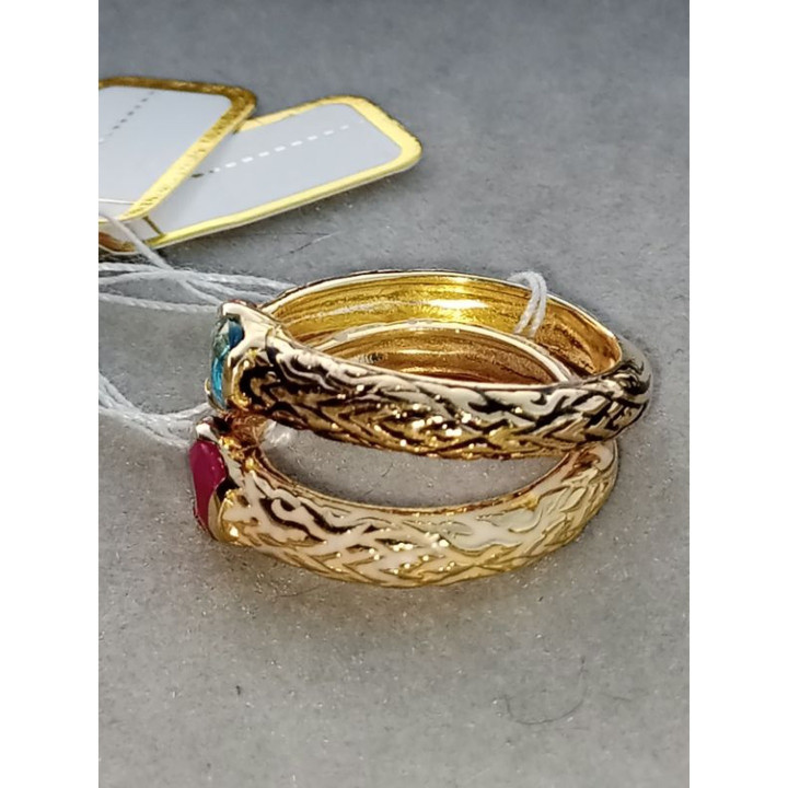 エナメル蛇リング｜金メッキ、宝石、スターリングシルバー