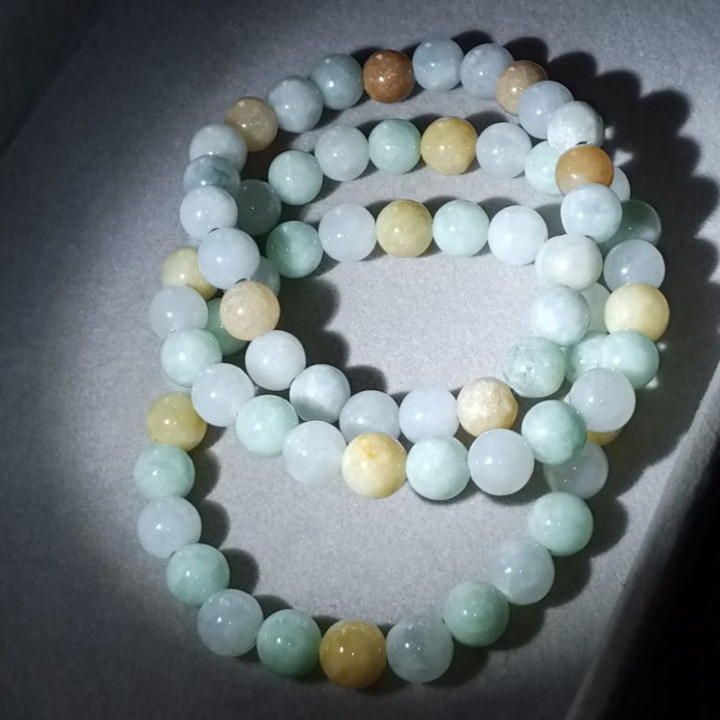 天然ビルマ産翡翠（タイプA）数珠 - 8mm