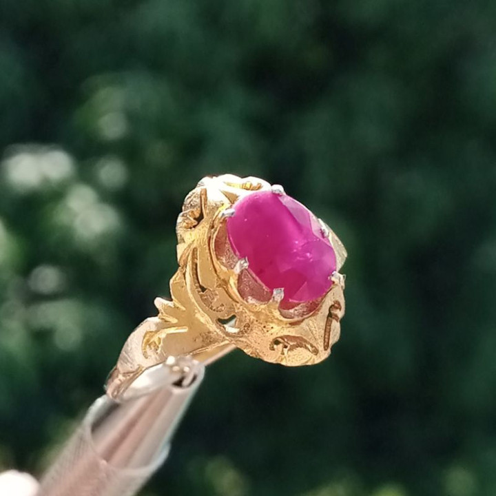 ヴィンテージ ビルマ産ルビーリング | サイズ54 | 宝石サイズ 6x8mm
