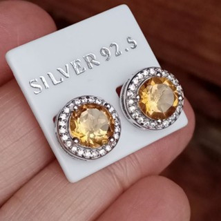 スターリングシルバー製シトリンとトパーズのイヤリング