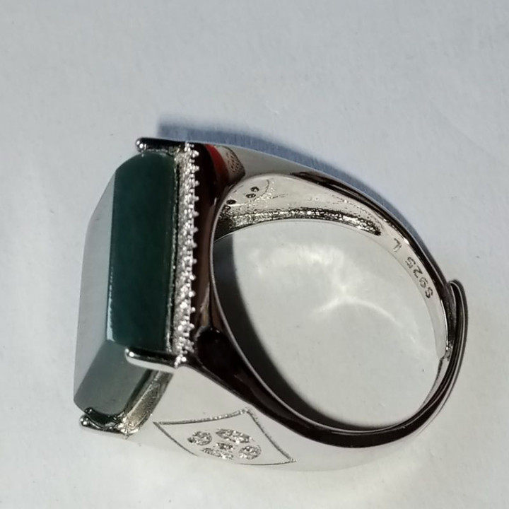 ビルマ産翡翠リング | 本物の翡翠、S925スターリングシルバー