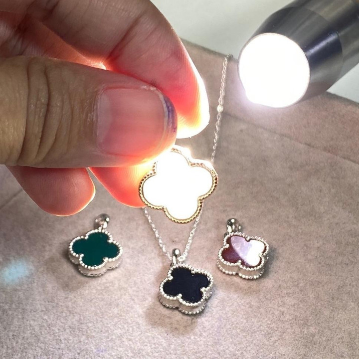 천연 클로버 펜던트 | 925 스털링 실버 | 13mm