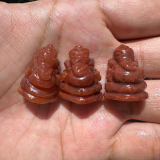 本物の翡翠とサンストーンのガネーシャ像 - 成功への祝福