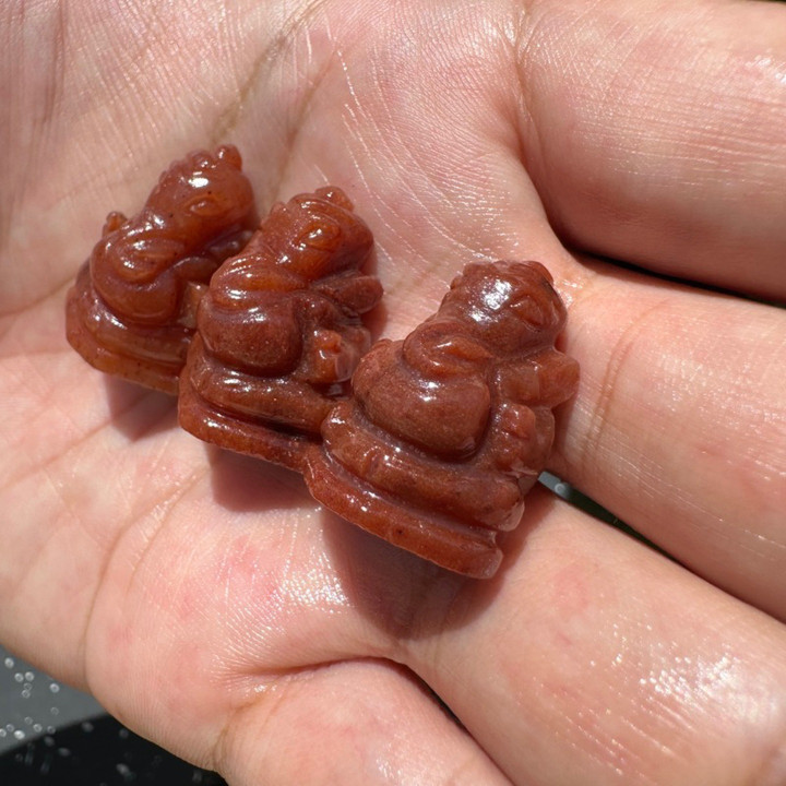 本物の翡翠とサンストーンのガネーシャ像 - 成功への祝福