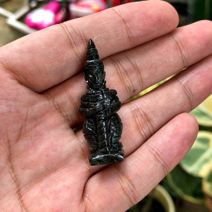 黒翡翠のタオ・ウェスワン像｜本物のタイの工芸品