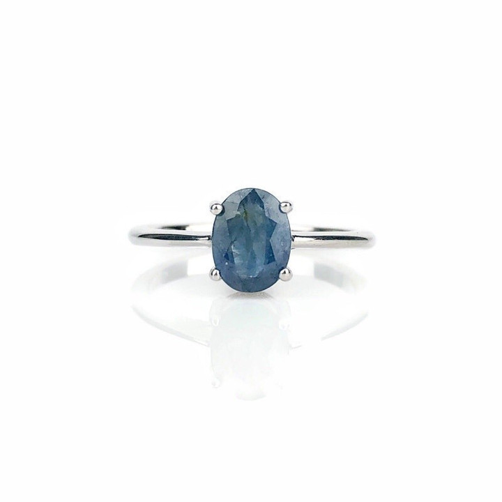 천연 루비와 사파이어가 세팅된 스털링 실버 반지 (6x8mm)