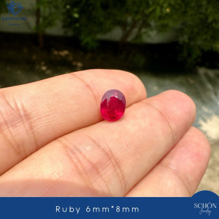 本物のルビーとサファイアのリングヘッド - ファセットカット 6x8mm