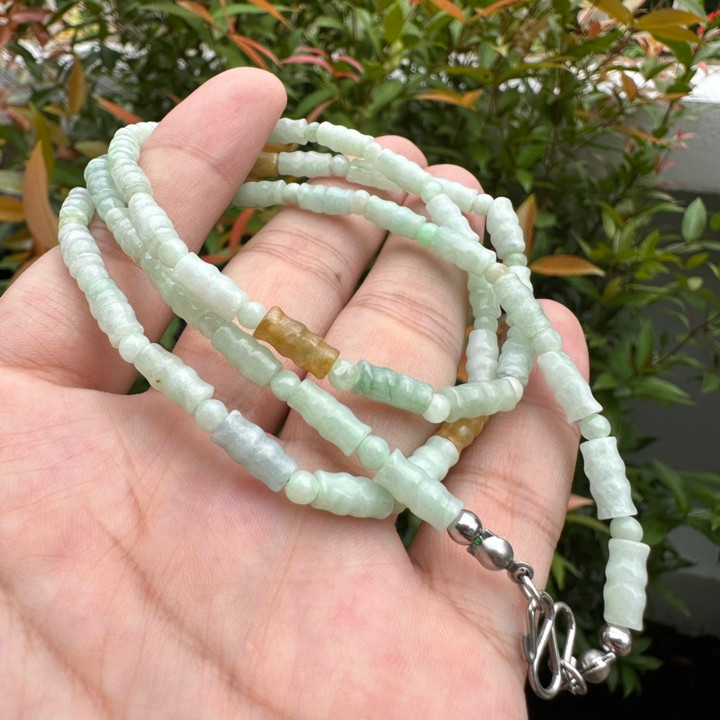 本物のビルマ産翡翠ネックレス | 24インチ クラシックスタイル
