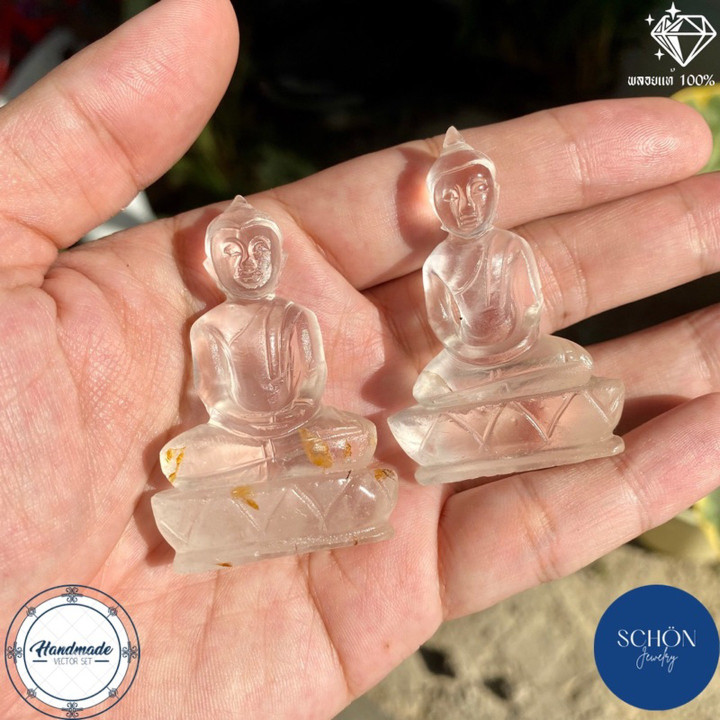 手作りのクリスタル仏像とハヌマーンの歯（礼拝と風水用）