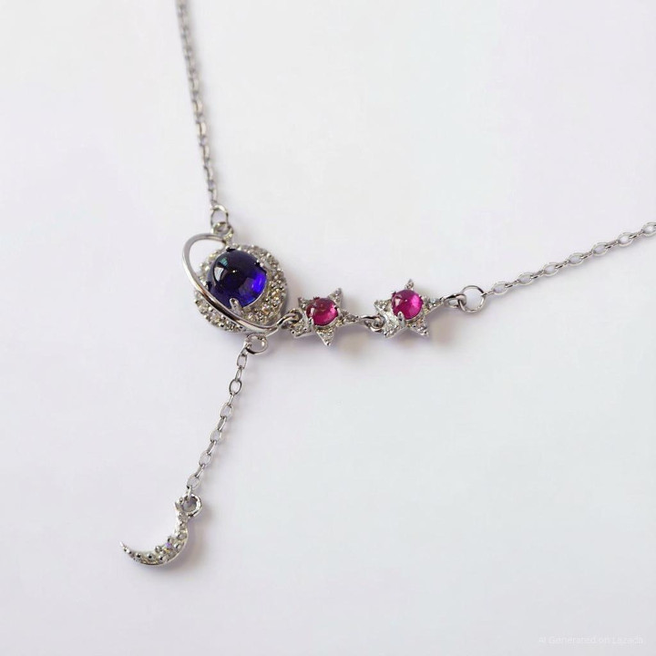 サファイアとルビーのペンダントネックレス | 925シルバー、宝石の幸運