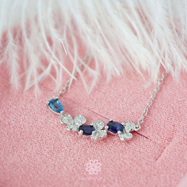 スターリングシルバー製、本物のサファイアネックレス - Rosen'marry RN070