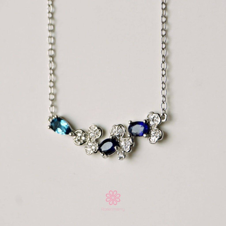 スターリングシルバー製、本物のサファイアネックレス - Rosen'marry RN070