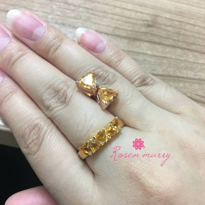 シトリンとシルバーのリング｜天然石、女性へのギフト｜RR037