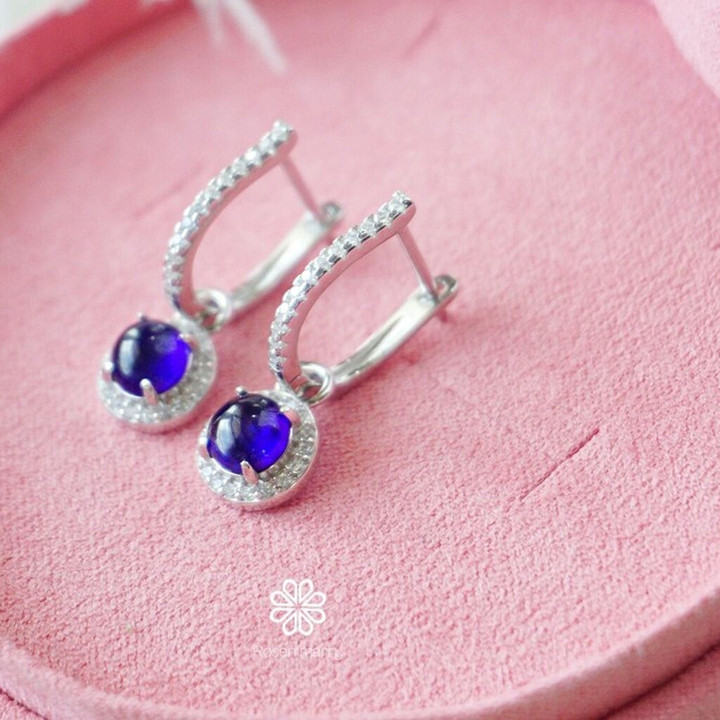 スターリングシルバー製、本物のサファイアイヤリング - Rosen'marry