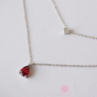 天然ガーネットネックレス | 925スターリングシルバーとピンクゴールド
