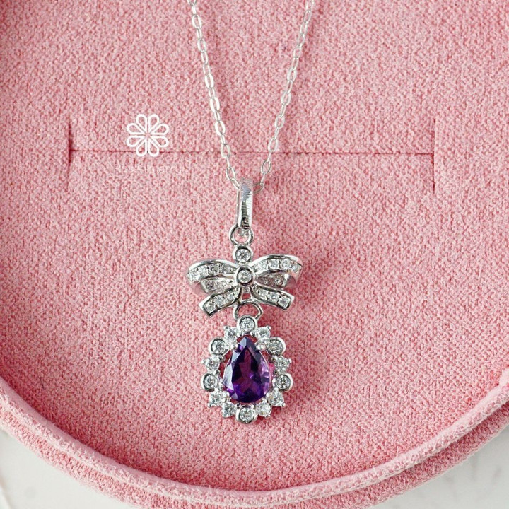 アメジストペンダントネックレス｜スターリングシルバー、天然石ギフト