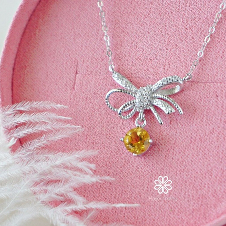 シトリンネックレス｜スターリングシルバー｜天然石｜幸運