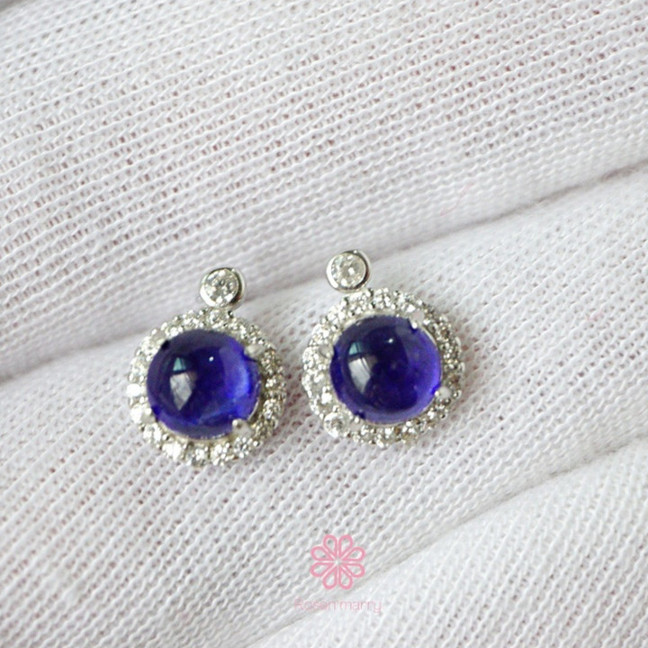 本物のサファイアイヤリング | 6mm スターリングシルバー | Rosen'marry