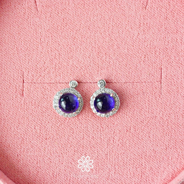 本物のサファイアイヤリング | 6mm スターリングシルバー | Rosen'marry