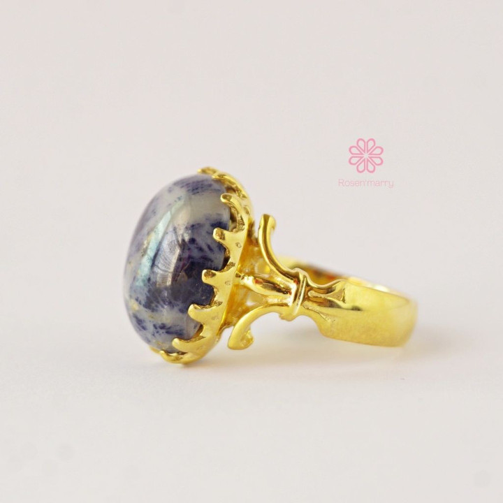 原石サファイアリング｜20カラット宝石｜スターリングシルバーとゴールド