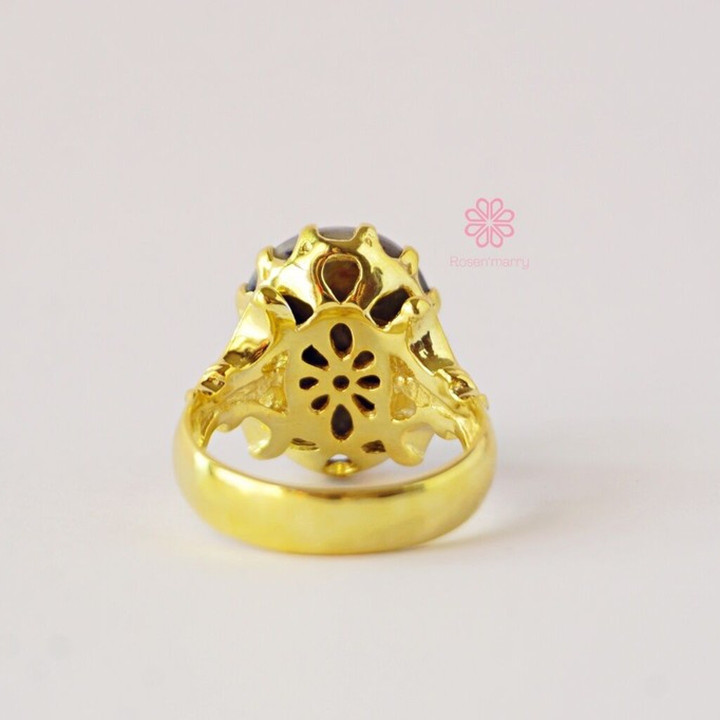 原石サファイアリング｜20カラット宝石｜スターリングシルバーとゴールド