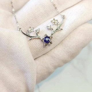 本物のサファイア入りスターリングシルバーネックレス | Rosen'marry RN064