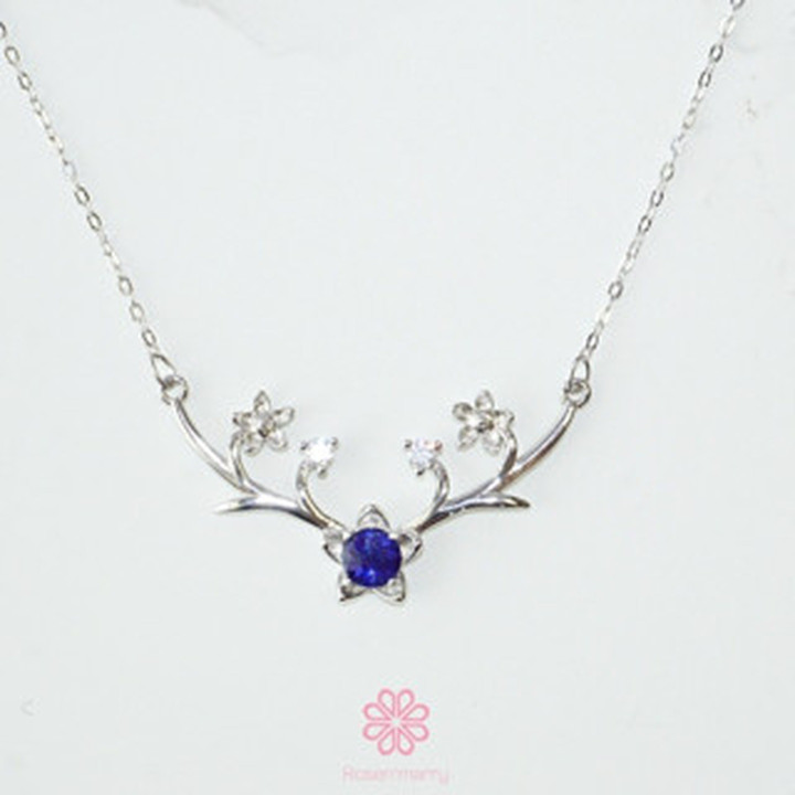 本物のサファイア入りスターリングシルバーネックレス | Rosen'marry RN064
