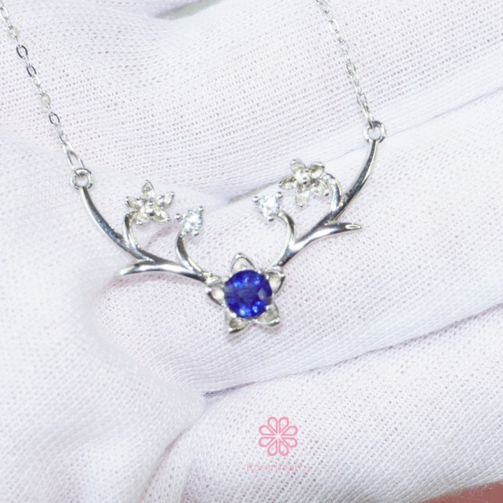 本物のサファイア入りスターリングシルバーネックレス | Rosen'marry RN064