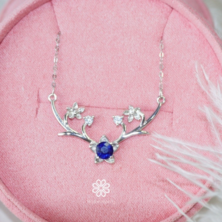 本物のサファイア入りスターリングシルバーネックレス | Rosen'marry RN064