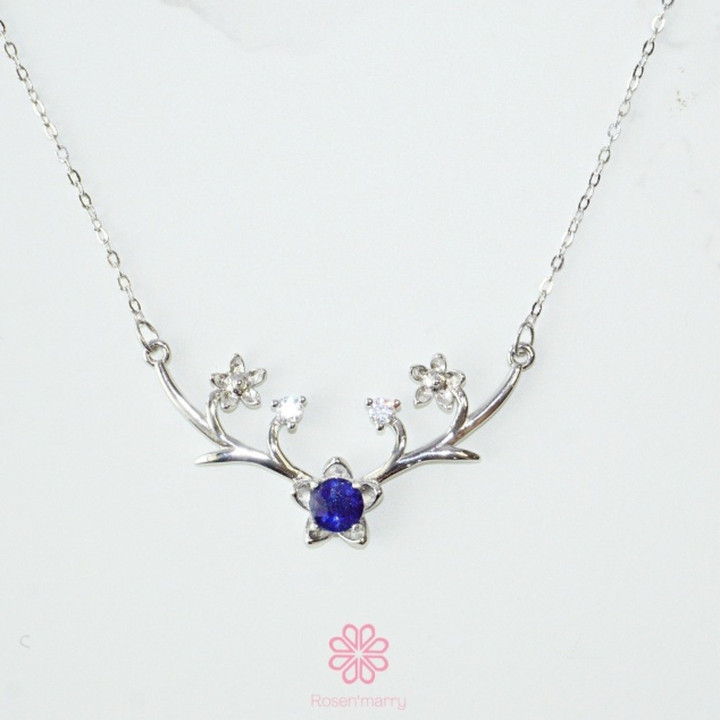 本物のサファイア入りスターリングシルバーネックレス | Rosen'marry RN064