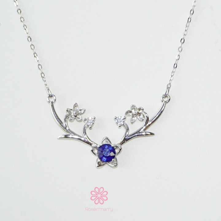 本物のサファイア入りスターリングシルバーネックレス | Rosen'marry RN064