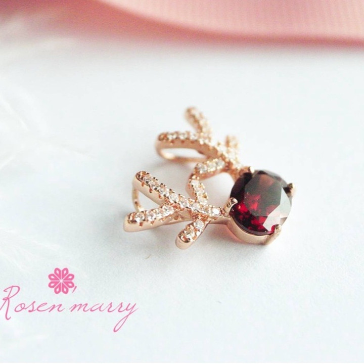 深紅のガーネットネックレス｜スターリングシルバーとピンクゴールド