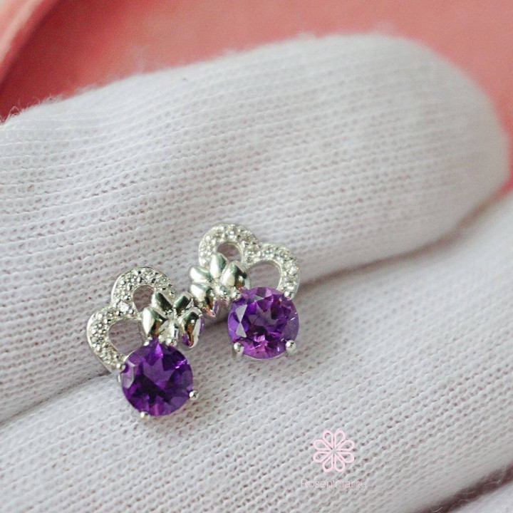 アメジストフープピアス｜925スターリングシルバー｜幸運の宝石