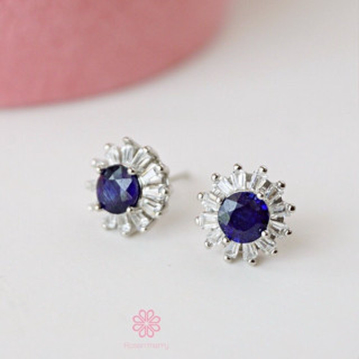 本物のサファイアイヤリング | 925スターリングシルバー | Rosen'marry