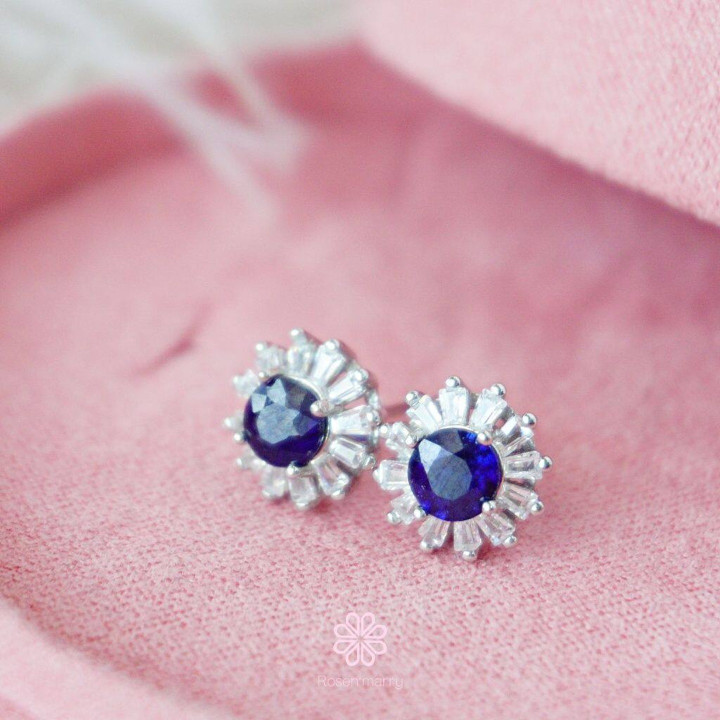 本物のサファイアイヤリング | 925スターリングシルバー | Rosen'marry