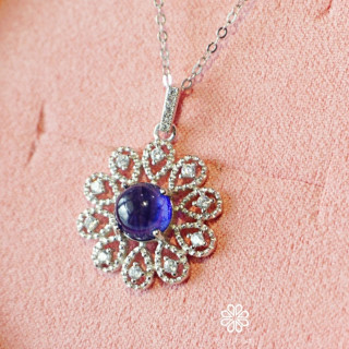 サファイアペンダントネックレス｜スターリングシルバー＆ホワイトゴールドメッキ