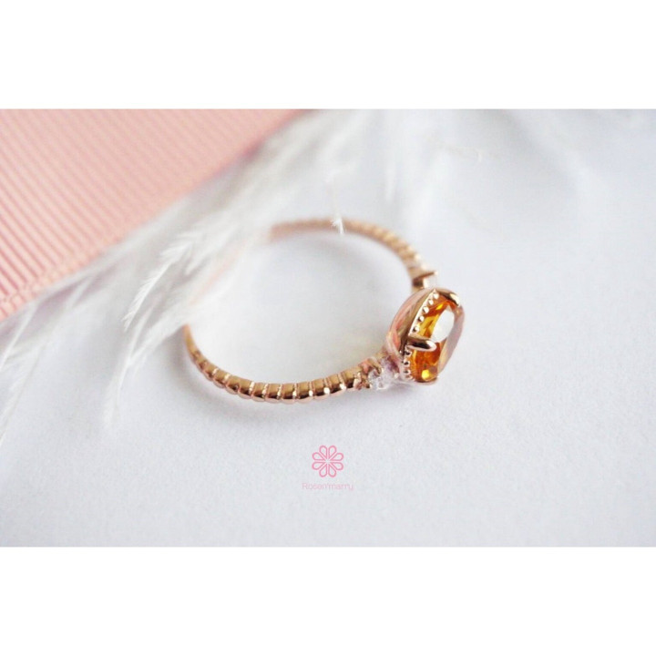 本物のシトリンリング | 925スターリングシルバーとピンクゴールド