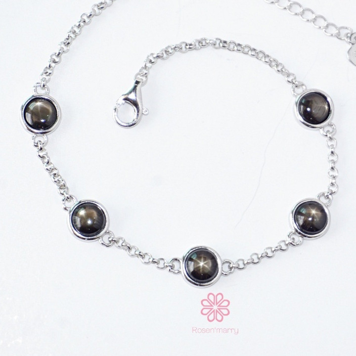 ブラックスタースターサファイアブレスレット | 925スターリングシルバー | Rosen'marry