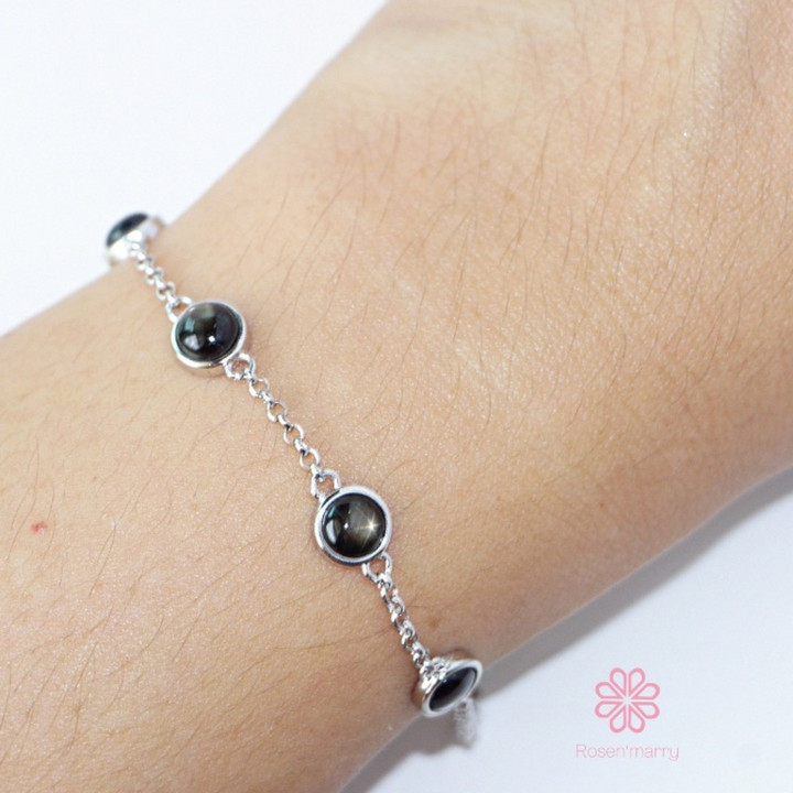 ブラックスタースターサファイアブレスレット | 925スターリングシルバー | Rosen'marry