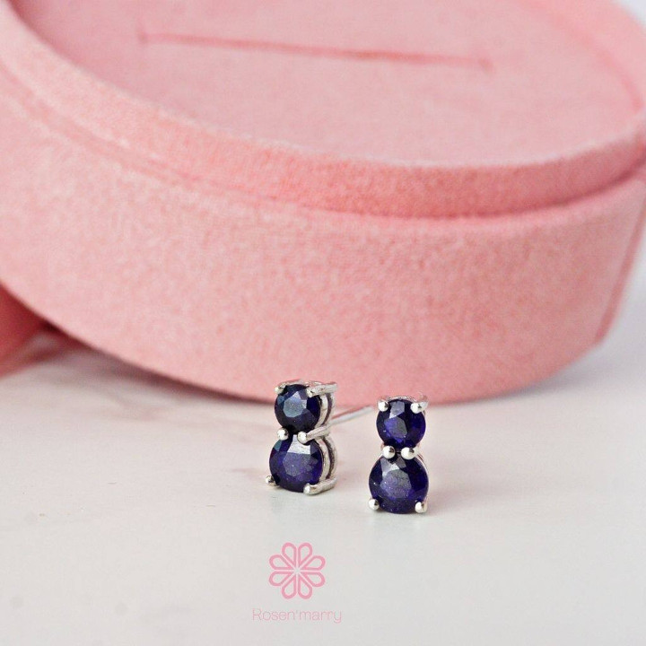 サファイアフープピアス｜925スターリングシルバー｜天然宝石ジュエリー