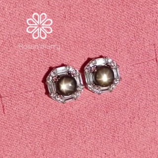 ブラックスタースターサファイアスタッドピアス｜925スターリングシルバー｜幸運