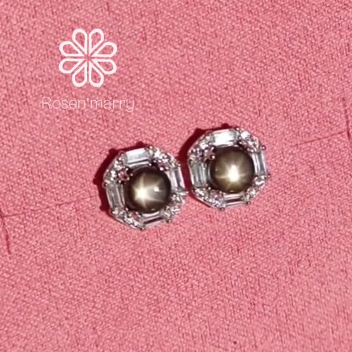 ブラックスタースターサファイアスタッドピアス｜925スターリングシルバー｜幸運