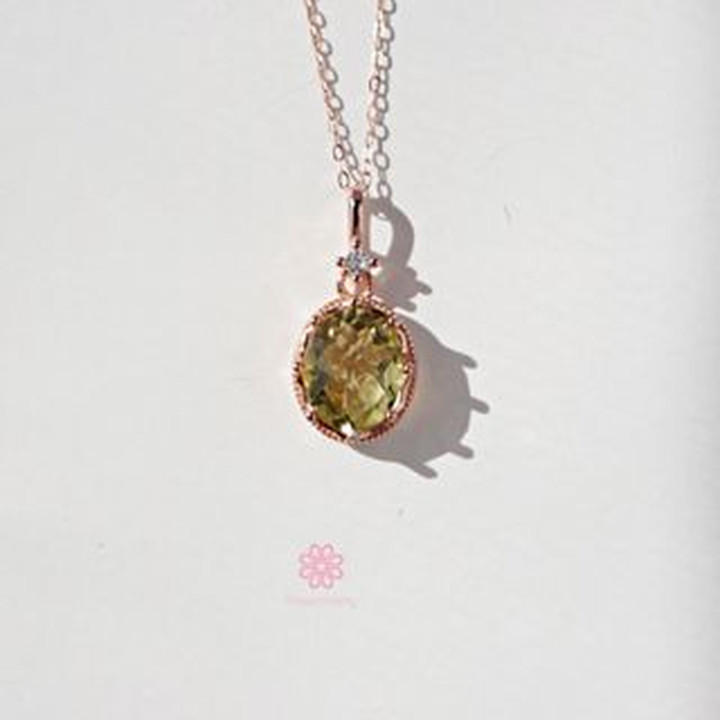 レモンクォーツネックレス｜スターリングシルバーペンダント｜本物の宝石の幸運
