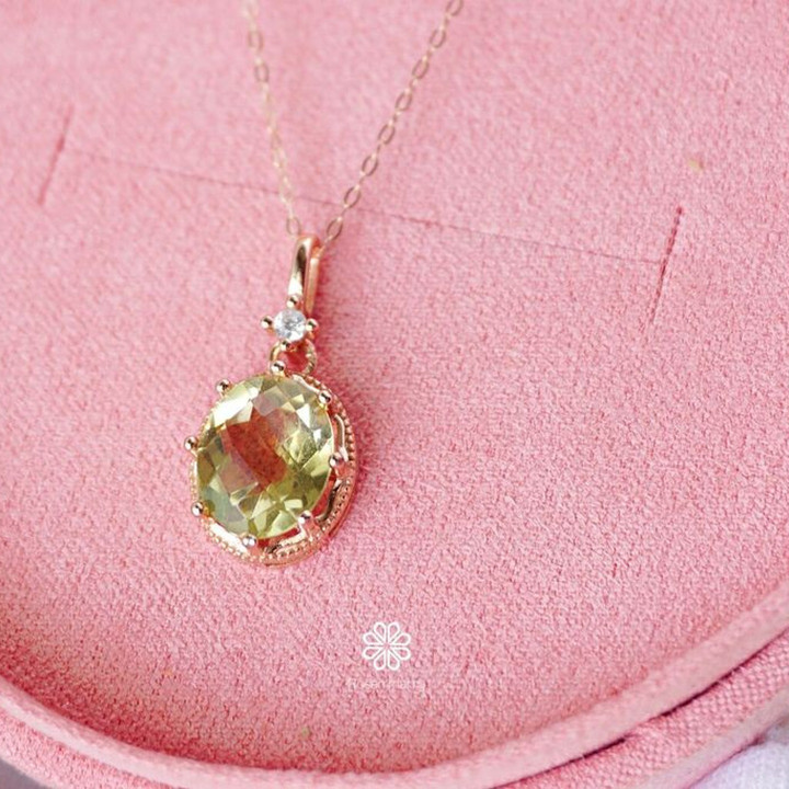レモンクォーツネックレス｜スターリングシルバーペンダント｜本物の宝石の幸運