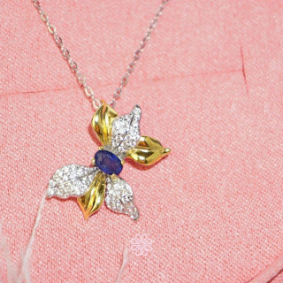 スターリングシルバー製サファイアネックレス - 幸運の宝石ペンダント